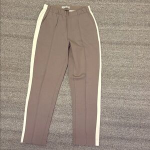 Everlane Taupe Dream Pants with Cream Stripes